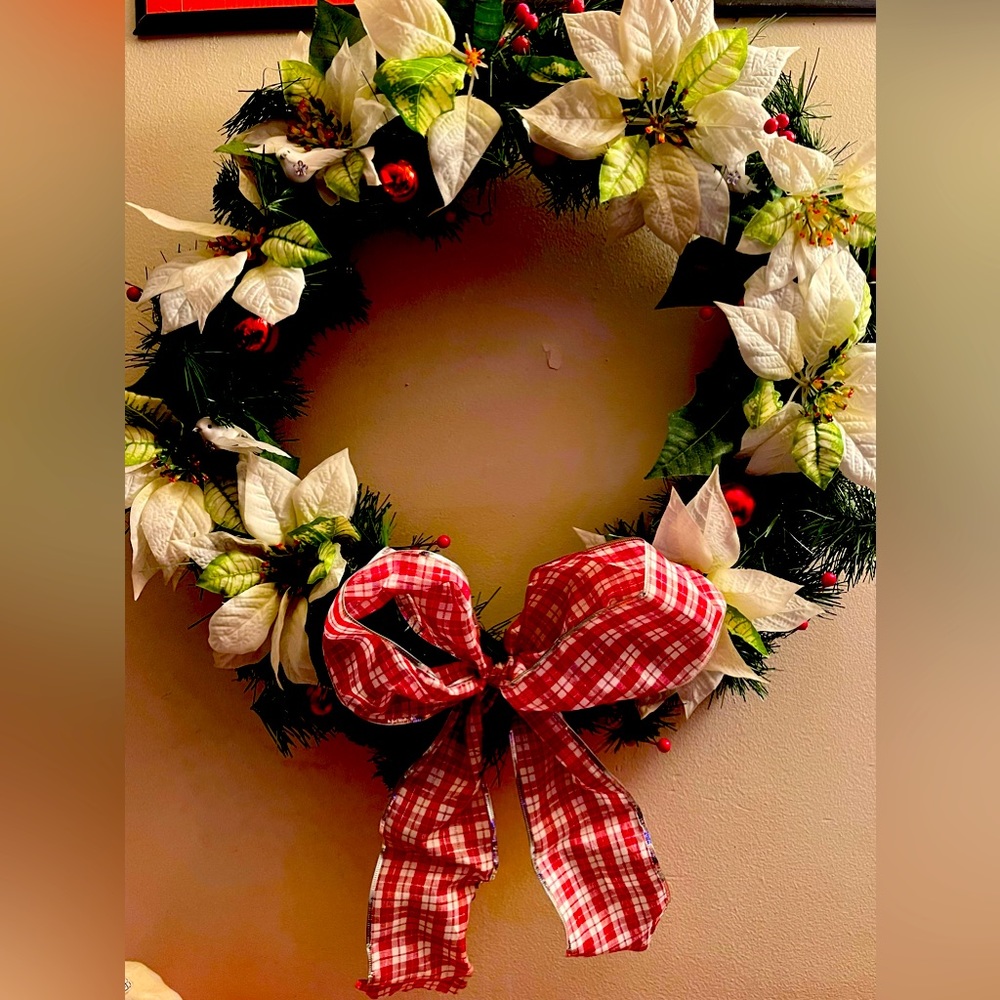 Large handmade holiday wreath 24 inch